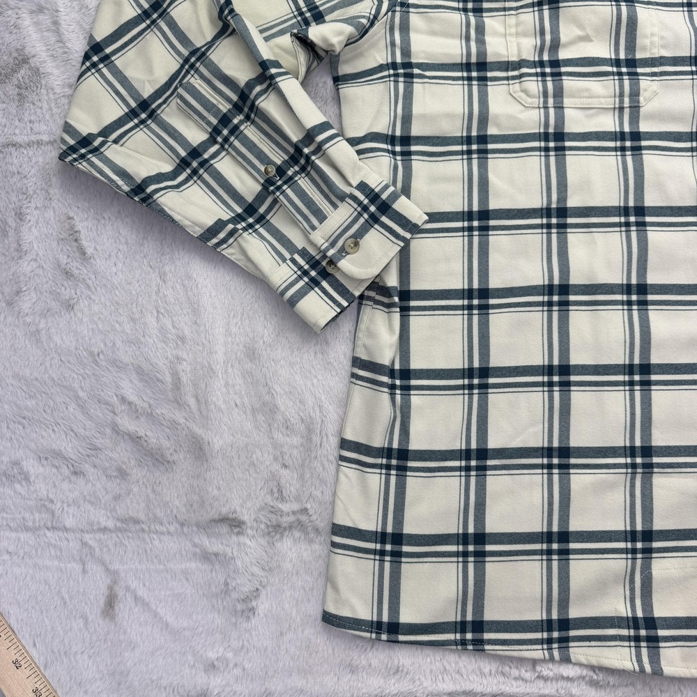 Poncho Shirt Mens XL White Plaid Long Sleeve Button Up Flannel Pockets NWT - Picture 3 of 10